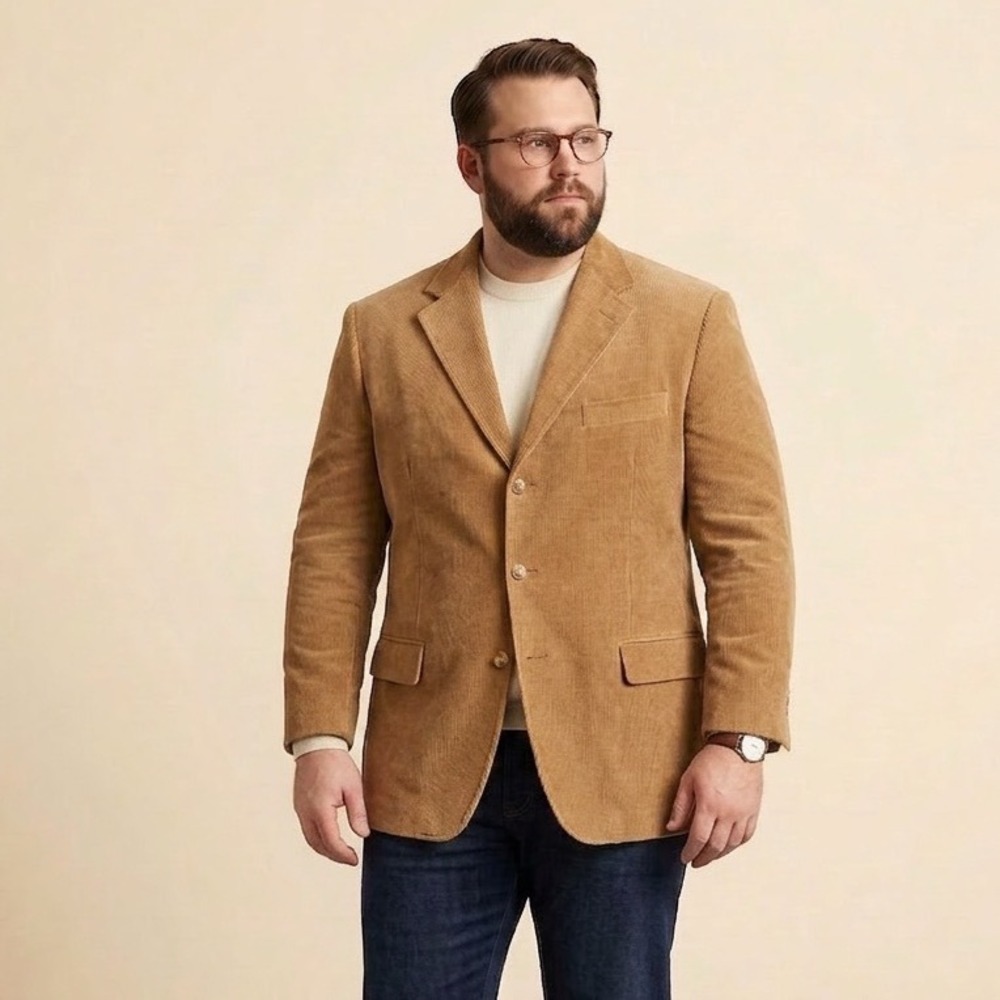 Dunnes Stores Mens Camel Ribbed Corduroy  Sports Blazer Coat, 42L